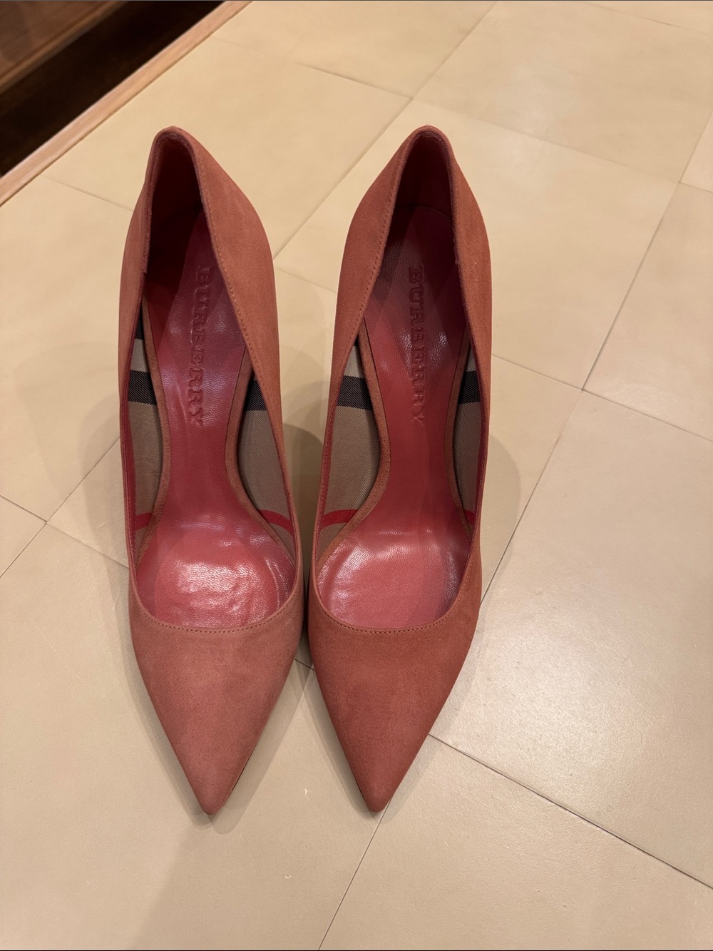 Burberry Rust Suede Pointed-Toe Pumps